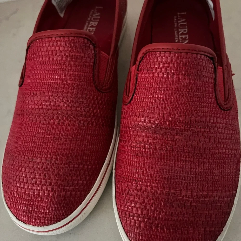 Ralph Lauren Red Slip On Shoes Loafers - Picture 9 of 12